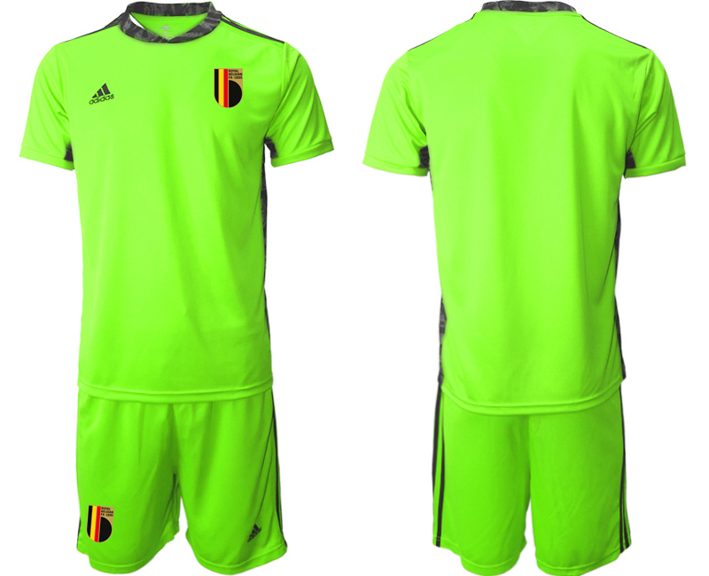 Men 2021 European Cup Belgium Fluorescent green goalkeeper Soccer Jerseys